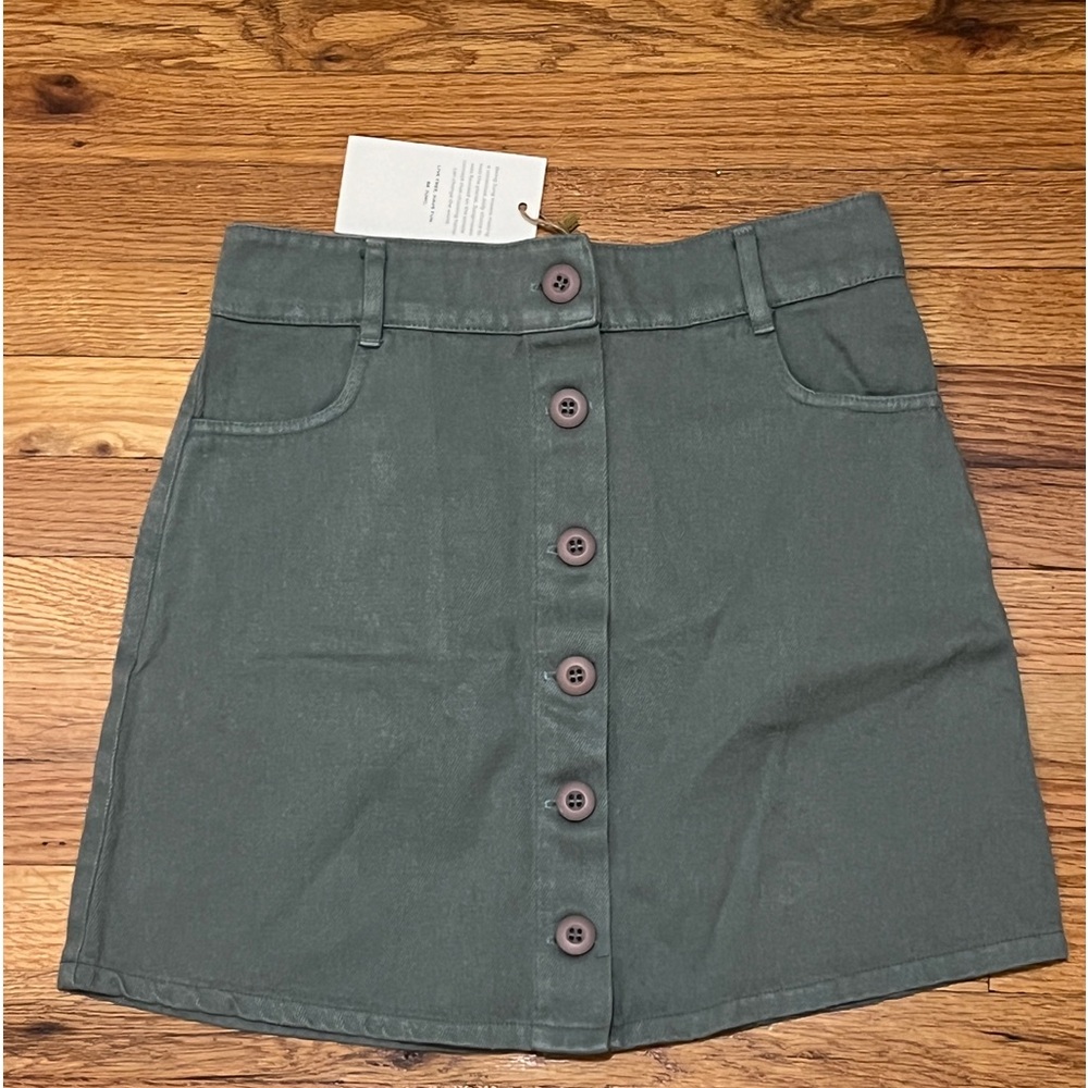 Jungmaven Green Button-Up Mini Skirt
